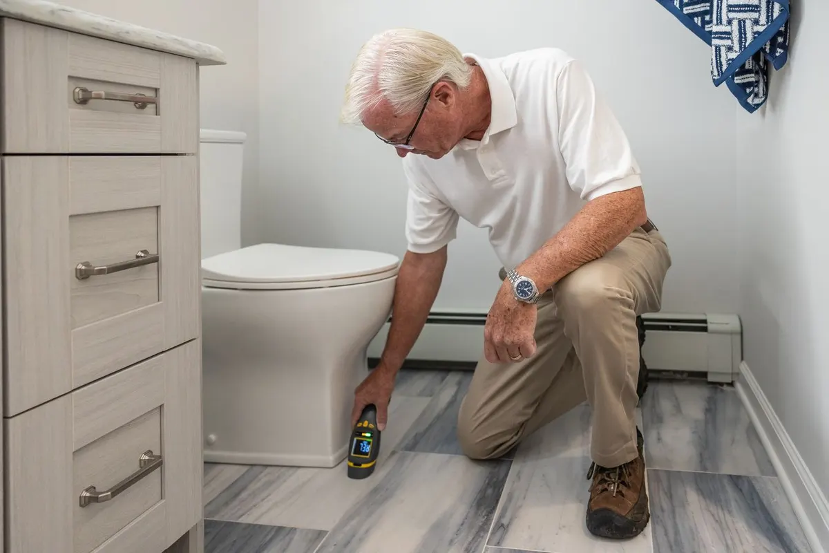 Inspection d'une fuite dans une salle de bain